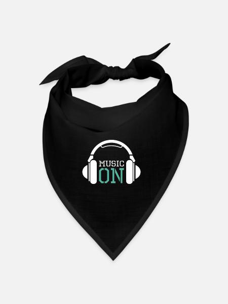 Kopfhörer Musik Liebe DJ Techno Hip Hop Logo icon - Bandana Dreieckstuch - Schwarz