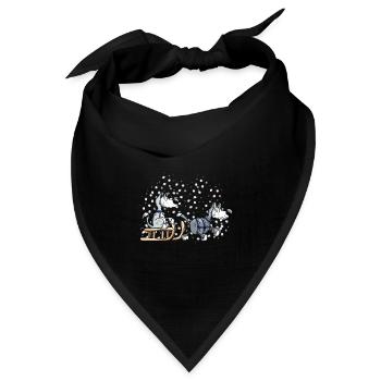 Schlittenhunde im Schnee - Bandana Dreieckstuch - Schwarz - Vorne