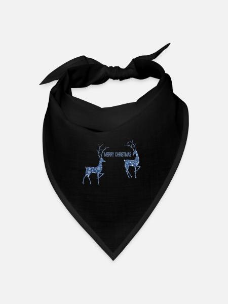 Blaues Rentier-Paar zu Weihnachten - Bandana Dreieckstuch - Schwarz