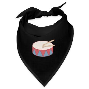 Cartoon Trommel mit Dreiecksdekor - Bandana Dreieckstuch - Schwarz - Vorne