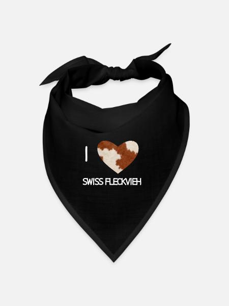 I Herz Swiss Fleckvieh - Bandana Dreieckstuch - Schwarz