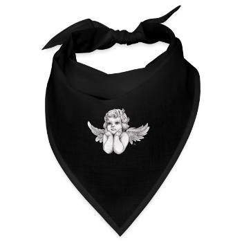 Kleine träumerische Engel-Putte - Bandana Dreieckstuch - Schwarz - Vorne