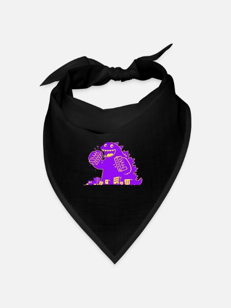 Monster frisst Stadt - Bandana Dreieckstuch - Schwarz
