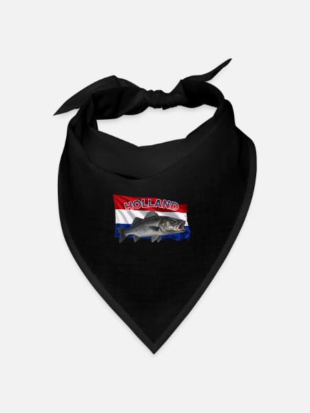 Wolfsbarsch Angeln Holland - Küstenangeln Design - Bandana Dreieckstuch - Schwarz