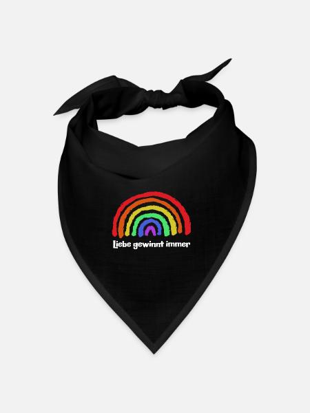 Regenbogen Frieden Freiheit Liebe Statement - Bandana Dreieckstuch - Schwarz
