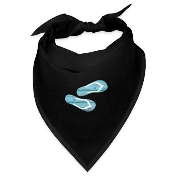 Latschen Flip Flops Urlaub Holz Bretter cool - Bandana Dreieckstuch - Schwarz - Vorne