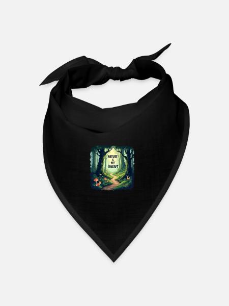 Nature is my Therapy - Meditation im Wald - Bandana Dreieckstuch - Schwarz