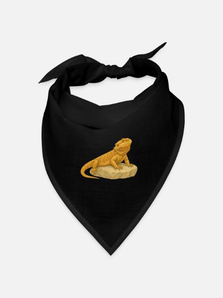 Gelbgecko auf Felsen - Bandana Dreieckstuch - Schwarz