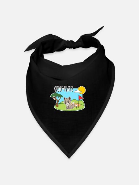 Wolf-Platz - Ein Wolf auf dem Golfplatz - Bandana Dreieckstuch - Schwarz