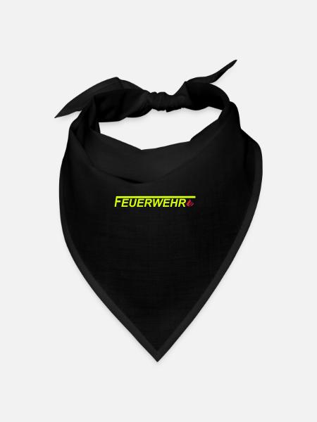 Feuerwehrlogo mit Langem F und Flamme - Bandana Dreieckstuch - Schwarz