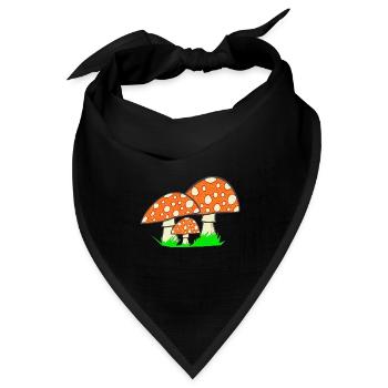 naturgrafik, Fliegenpilze, tolle Waldmotive - Bandana Dreieckstuch - Schwarz - Vorne