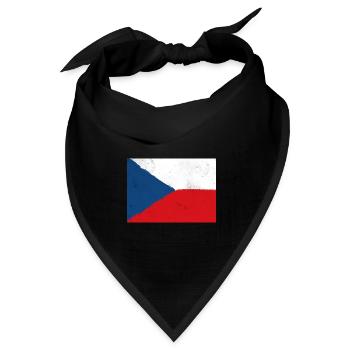 Flagge der Tschechischen Republik – Nationalstolz - Bandana Dreieckstuch - Schwarz - Vorne