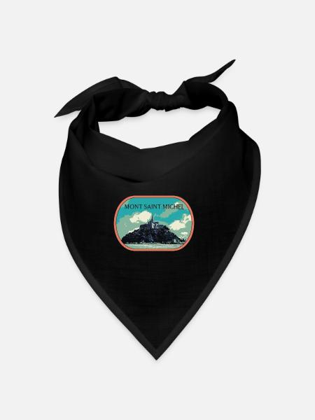 Illustration in Blau und Grün des Mont Saint Michel - Bandana Dreieckstuch - Schwarz
