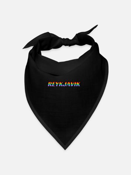 Reykjavik Regenbogen LGBTQ Pride Monat - Bandana Dreieckstuch - Schwarz