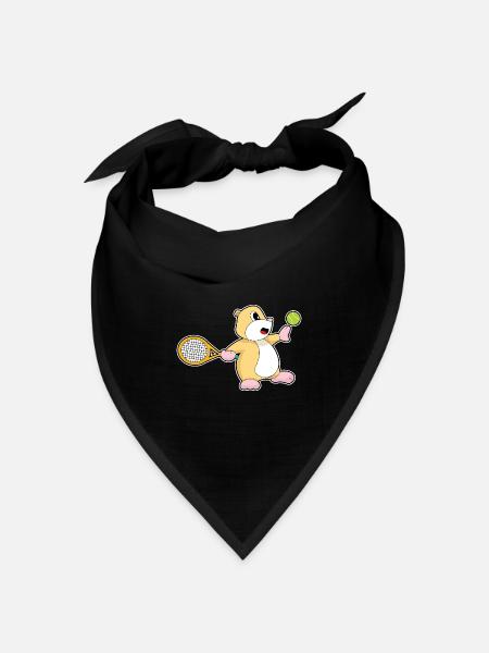 Hamster Tennis Tennisschläger - Bandana Dreieckstuch - Schwarz