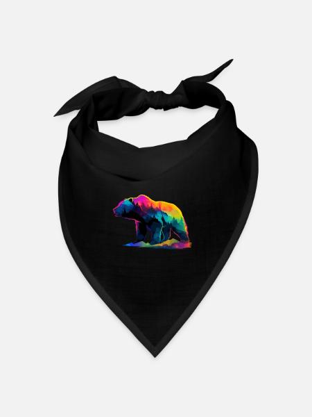 Bär in den Bergen - Bandana Dreieckstuch - Schwarz