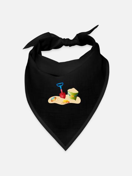 Sand Spielzeug am Strand oder im Sandkasten - Bandana Dreieckstuch - Schwarz
