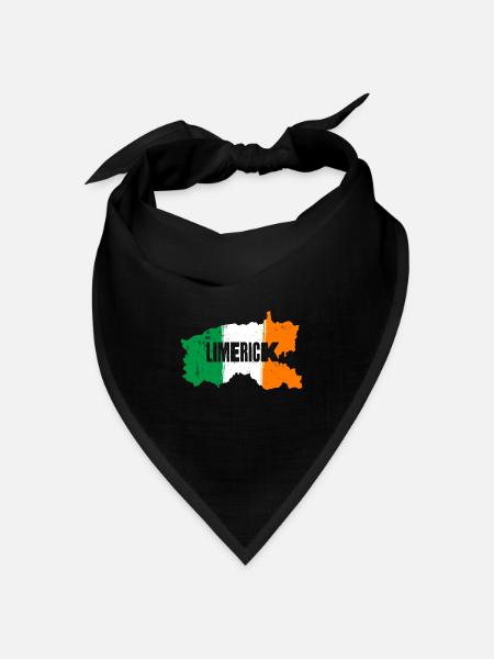 Limerick Irland County | Flagge Landkarte Kontur - Bandana Dreieckstuch - Schwarz