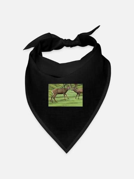 Hirsche kämpfen auf einer Lichtung - Bandana Dreieckstuch - Schwarz