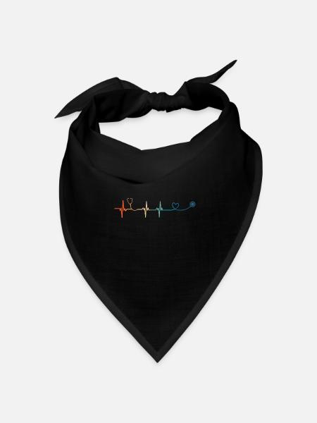 Herzschlag-Stethoskop - Bandana Dreieckstuch - Schwarz