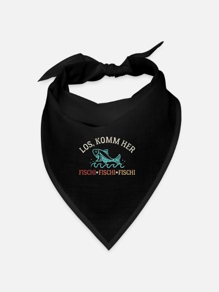 Komm Her Fischi Sportangler Angeln Fischen - Bandana Dreieckstuch - Schwarz