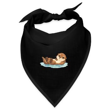 Otter – fröhlicher Fischotter im Wasser - Bandana Dreieckstuch - Schwarz - Vorne