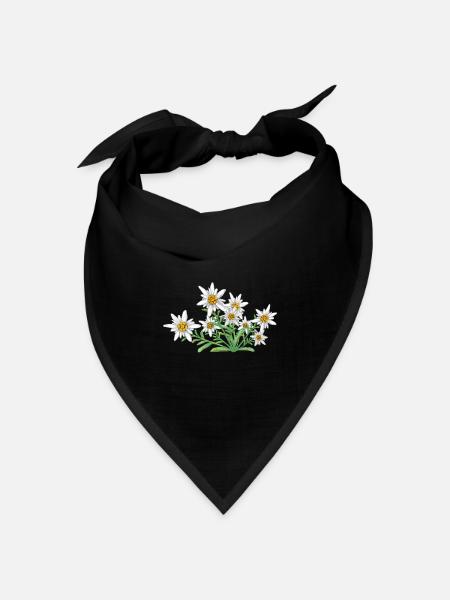 Das Edelweiss, Blume der Alpen, Blume der Schweiz - Bandana Dreieckstuch - Schwarz