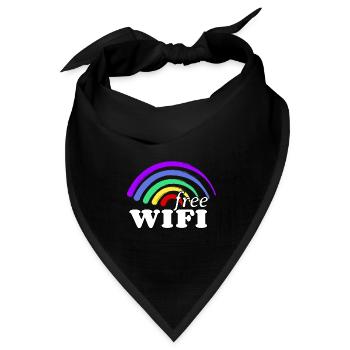 Kostenloses Regenbogen WiFi - Free Rainbow WiFi - Bandana Dreieckstuch - Schwarz - Vorne