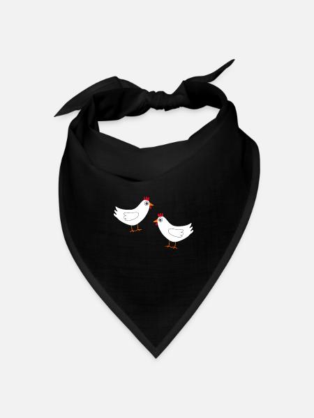 Huhn weiß weiße Hühner Hennen Geschenk Bauern - Bandana Dreieckstuch - Schwarz