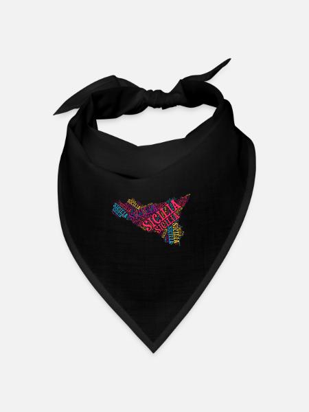 Sizilien T-Shirt Karte Wortwolke Trinacria - Bandana Dreieckstuch - Schwarz