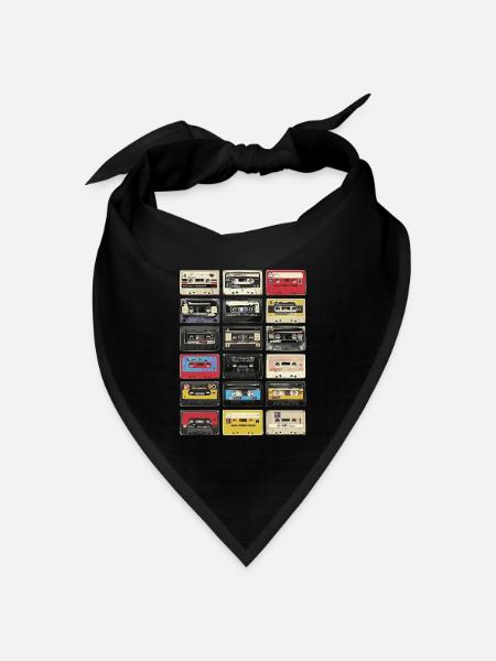 Retro Kassetten - Bandana Dreieckstuch - Schwarz