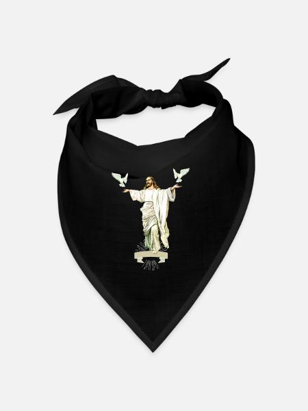 Jesus Christus mit Friedenstauben, Liebe-Hoffnung - Bandana Dreieckstuch - Schwarz