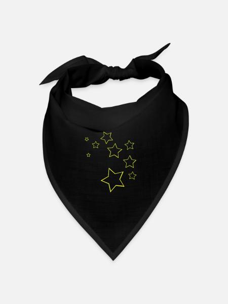 gelbe Sterne / Sternenhimmel - Bandana Dreieckstuch - Schwarz