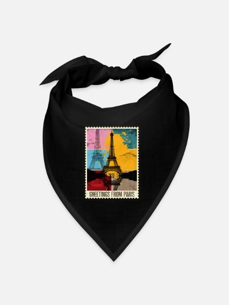 Paris Frankreich Stadt Skyline Briefmarke - Bandana Dreieckstuch - Schwarz