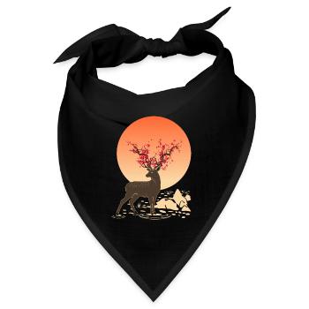 Hirschgeist | Schützen Sie Sika Hirsche - Bandana Dreieckstuch - Schwarz - Vorne
