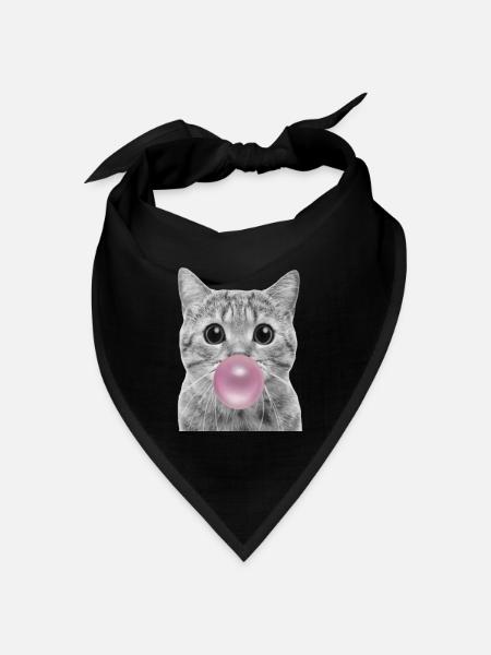 Bubble Katze - Bandana Dreieckstuch - Schwarz