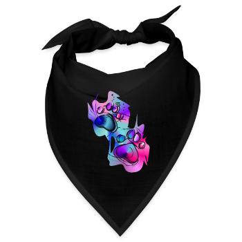 Bunte Hunde Pfoten - Bandana Dreieckstuch - Schwarz - Vorne