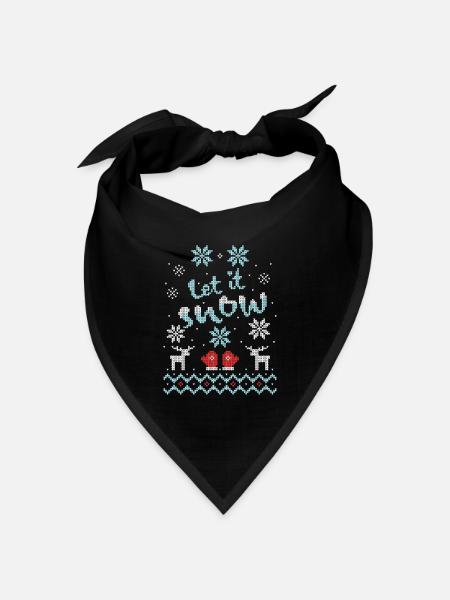 Let it Snow Ugly Christmas Sweater Schneeflocken - Bandana Dreieckstuch - Schwarz