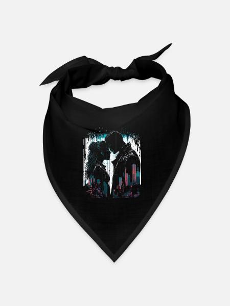 Cyberpunk-Paar - Bandana Dreieckstuch - Schwarz