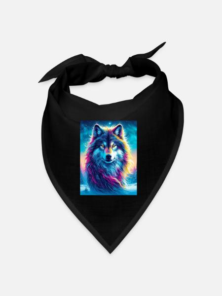 Wolf - Bandana Dreieckstuch - Schwarz