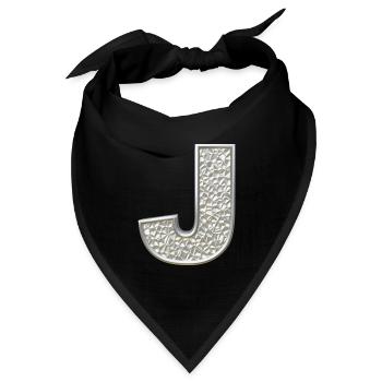 J, letter, letter J, initial, initial J, monogram, - Bandana Dreieckstuch - Schwarz - Vorne