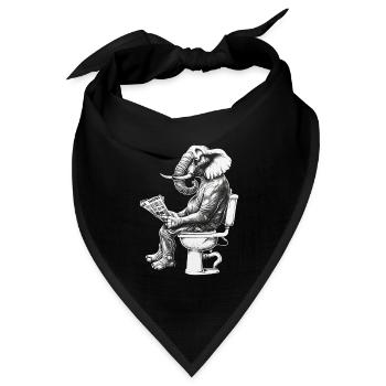 Lustiger Elefant auf WC – Kunstwerk in Schwarz-Wei - Bandana Dreieckstuch - Schwarz - Vorne