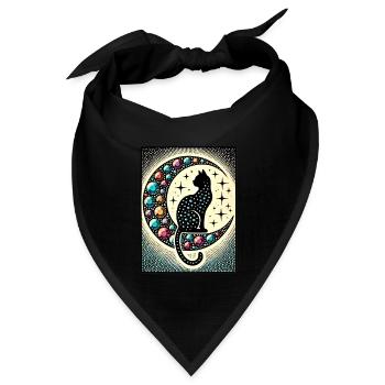 Schwarze Katze Luna - Bandana Dreieckstuch - Schwarz - Vorne