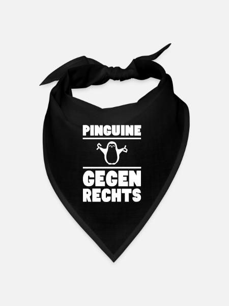 Pinguine gegen rechts / weiß - Bandana Dreieckstuch - Schwarz