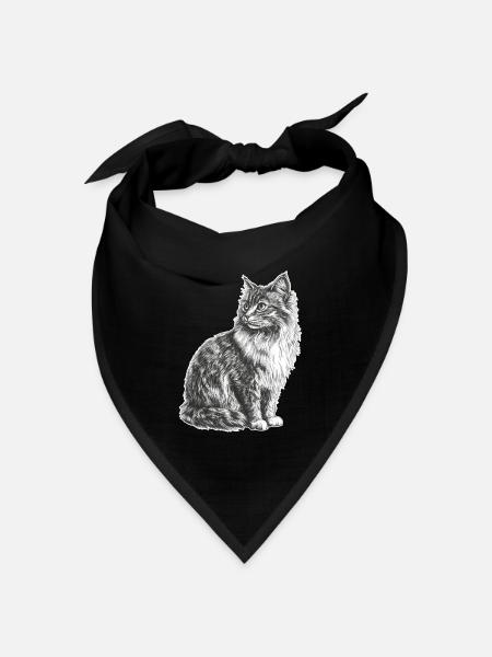Katze - Bandana Dreieckstuch - Schwarz