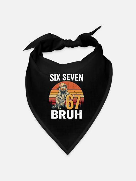 Six Seven 67 Waschbär Sonnenbrille Bruh Meme - Bandana Dreieckstuch - Schwarz