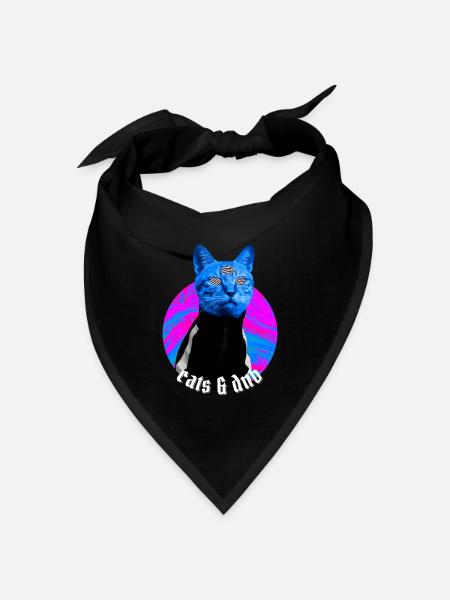 Cats & DnB Cat Stylish Drum And Bass Rave Outfit - Bandana Dreieckstuch - Schwarz