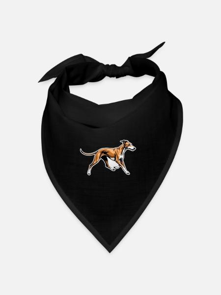 Dynamischer Windhund Lauf-Illustration - Bandana Dreieckstuch - Schwarz