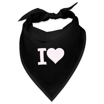 I Liebe Herz Motiv - Bandana Dreieckstuch - Schwarz - Vorne