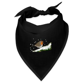 Rotkehlchen Wintermotiv Schnee Vogel Ast - Bandana Dreieckstuch - Schwarz - Vorne